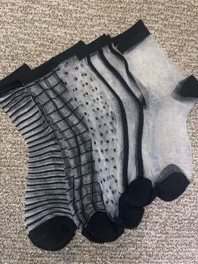 Rue21 Black Sheer Patterned Ankle Sock Set - 5 Pack